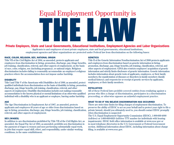 Equal Employment Opportunity is the Law poster