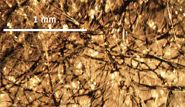 Figure 4: Non-woven material captures particles of varying size and shape because of its tortuous path structure.