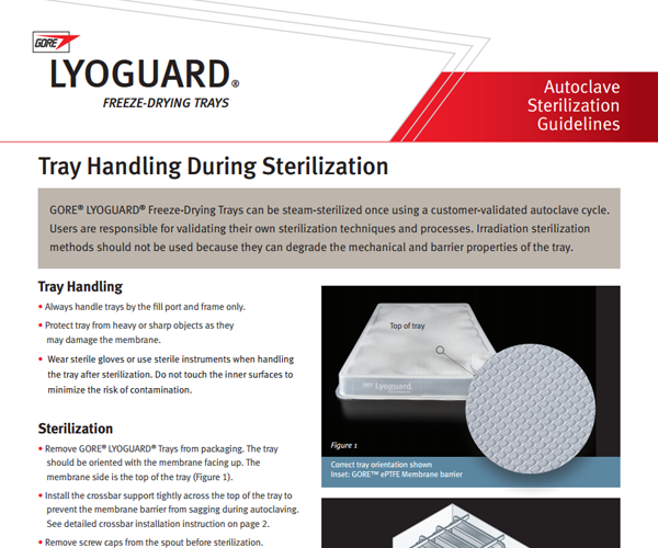 Sterilization Guide: GORE® LYOGUARD® Freeze-Drying Trays | Gore