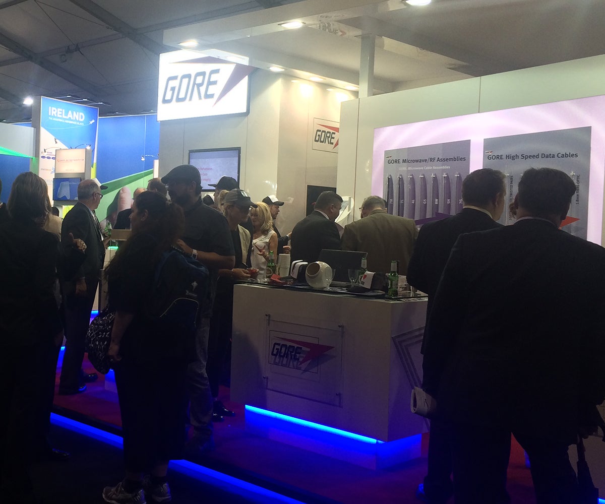 Visitors at the Gore booth at the Farnborough Airshow 2016