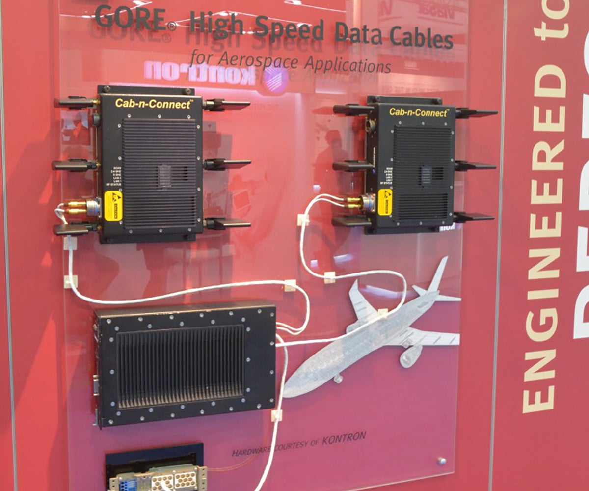 Gore’s high-speed data cables connected to common avionic components.