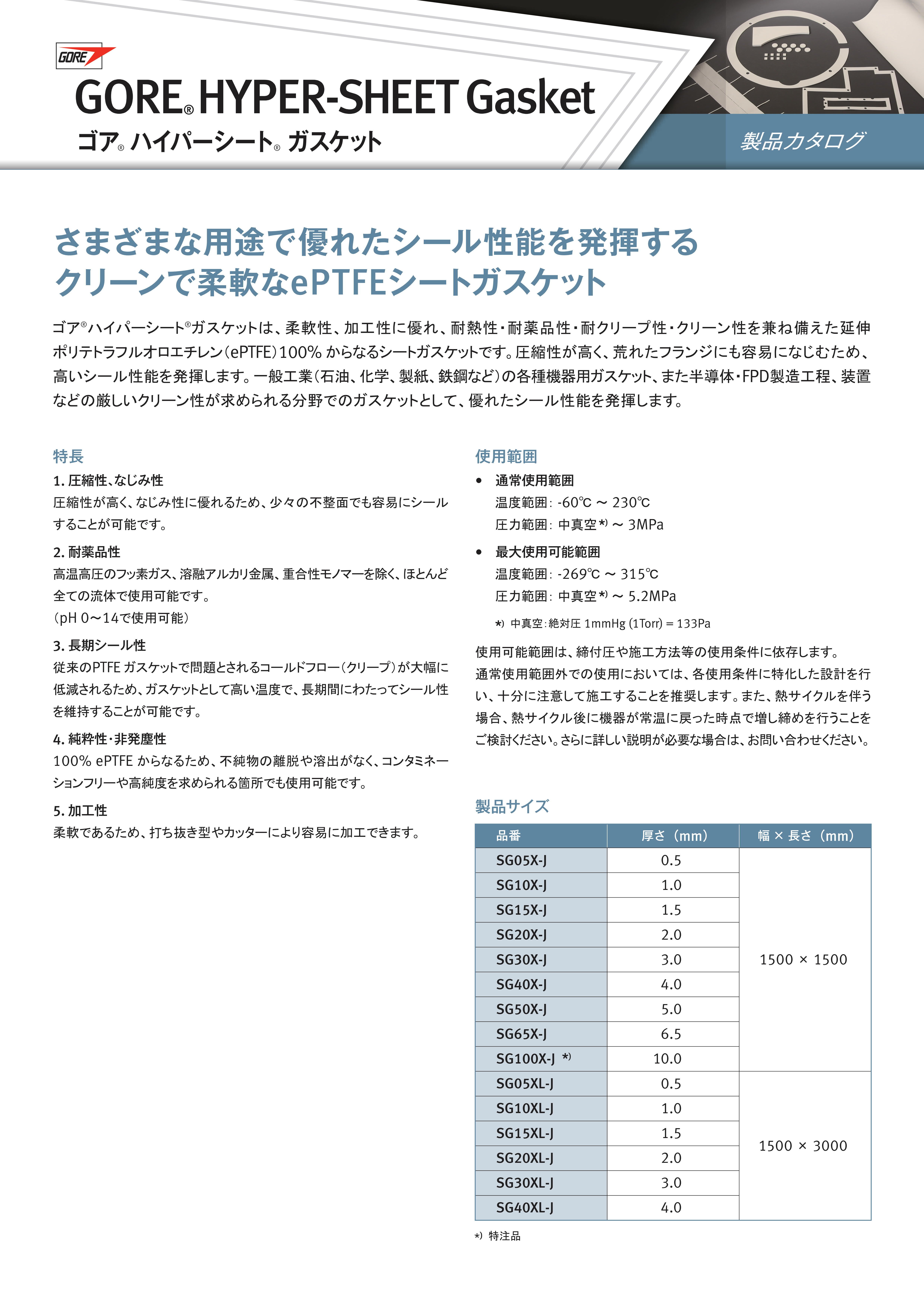 データシート：ゴア® ハイパーシート®  ガスケット