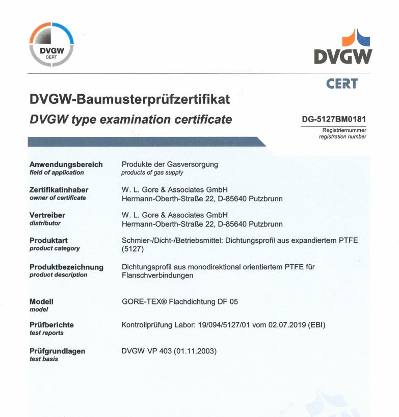 Natural Gas Service (DVGW Type Examination)