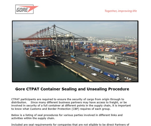Gore CTPAT Container Sealing and Unsealing Procedure