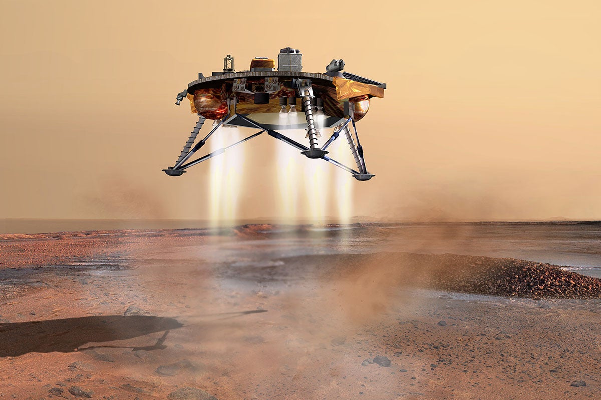 NASA's Mars Phoenix Lander arriving on Mars.