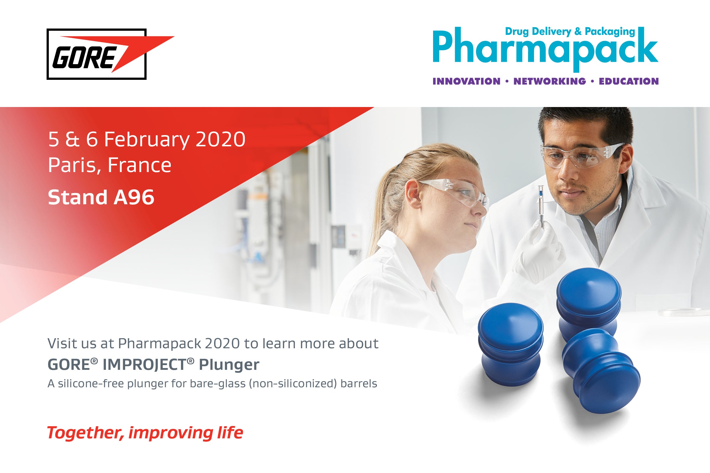 Visit us at Pharmapack 2020 to learn more about GORE® IMPROJECT® PLUNGER