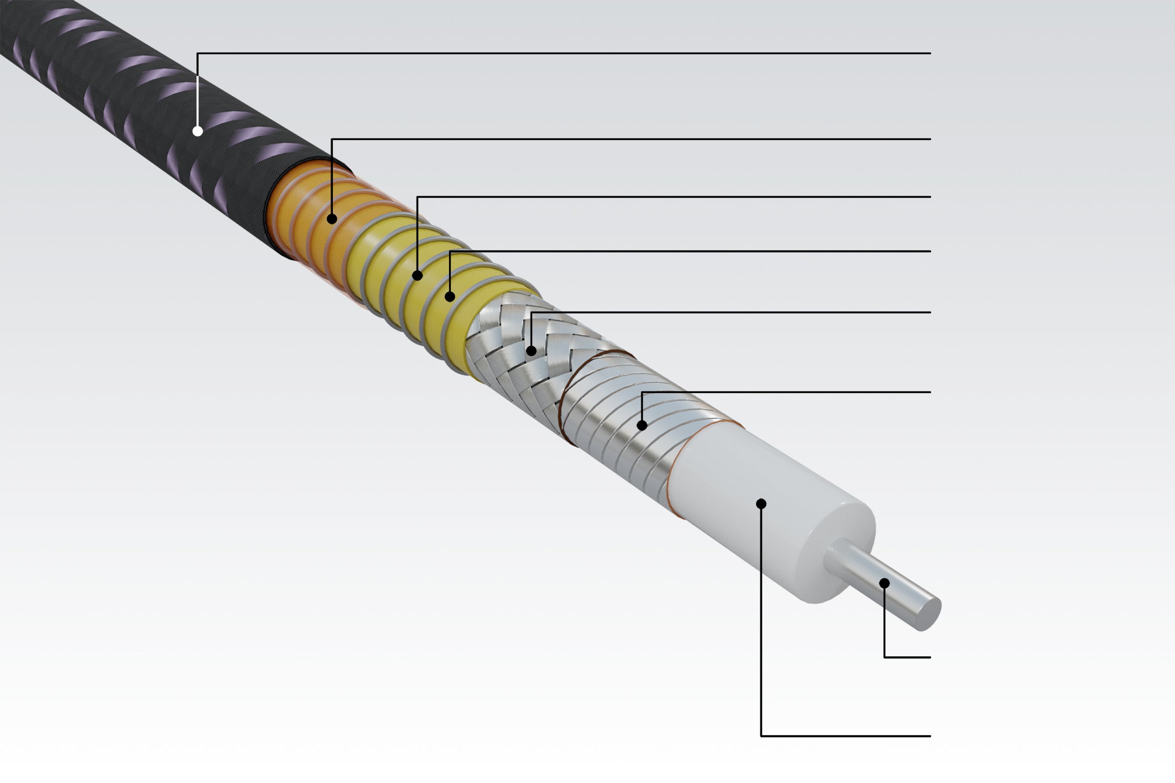 Image of cable construction of GORE-FLIGHT Microwave Assemblies, Types 65 and 6E