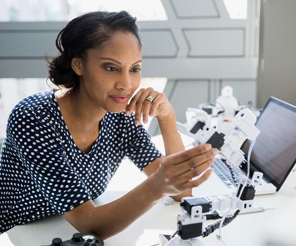 Woman looking at a product