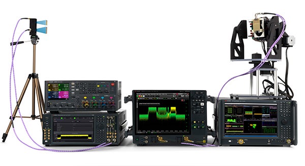 Gore’s 5G RF semiconductor cable connected to Keysight multi-channel 5G test bed for NR FR1 and FR2.