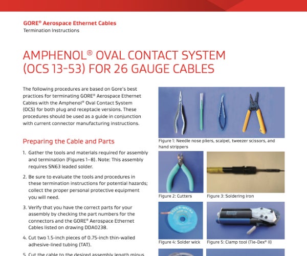 GORE® Aerospace Ethernet Cables - Termination Instructions - Amphenol OCS-26 Document Thumbnail