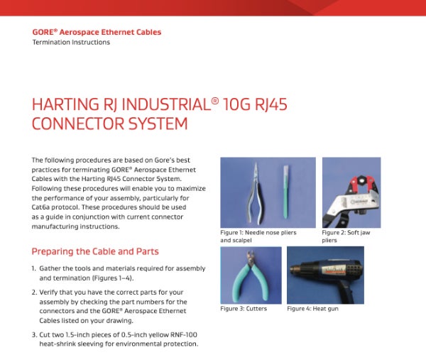GORE® Aerospace Ethernet Cables - Termination Instructions - HARTING RJ Document Thumbnail
