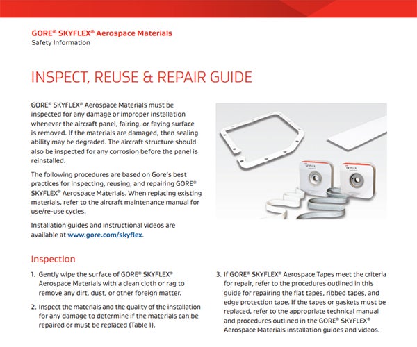 GORE® SKYFLEX® Aerospace Materials Inspect, Reuse and Repair Guide