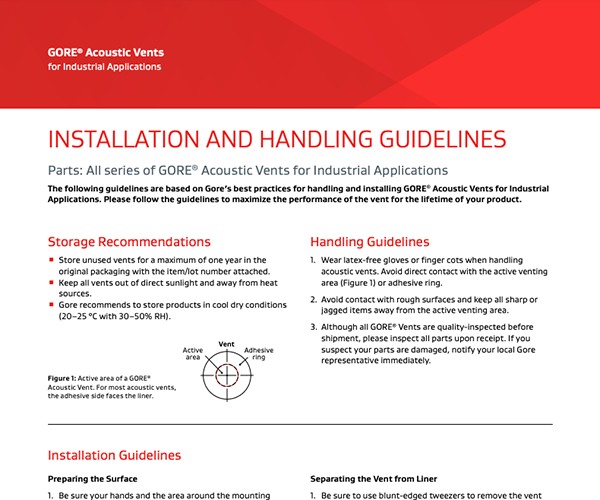 Membrane acustiche GORE® per applicazioni industriali - Linee guida per l'installazione e la manipolazione