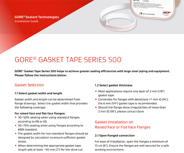 GORE Gasket Tape Series 500 Installation Guide