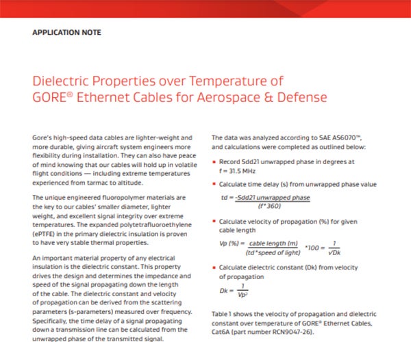 Ethernet Cables Dielectric Properties over Temperature application note thumbnail.