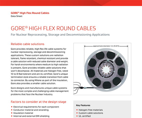 High Flex Cable Assemblies For Nuclear Industry