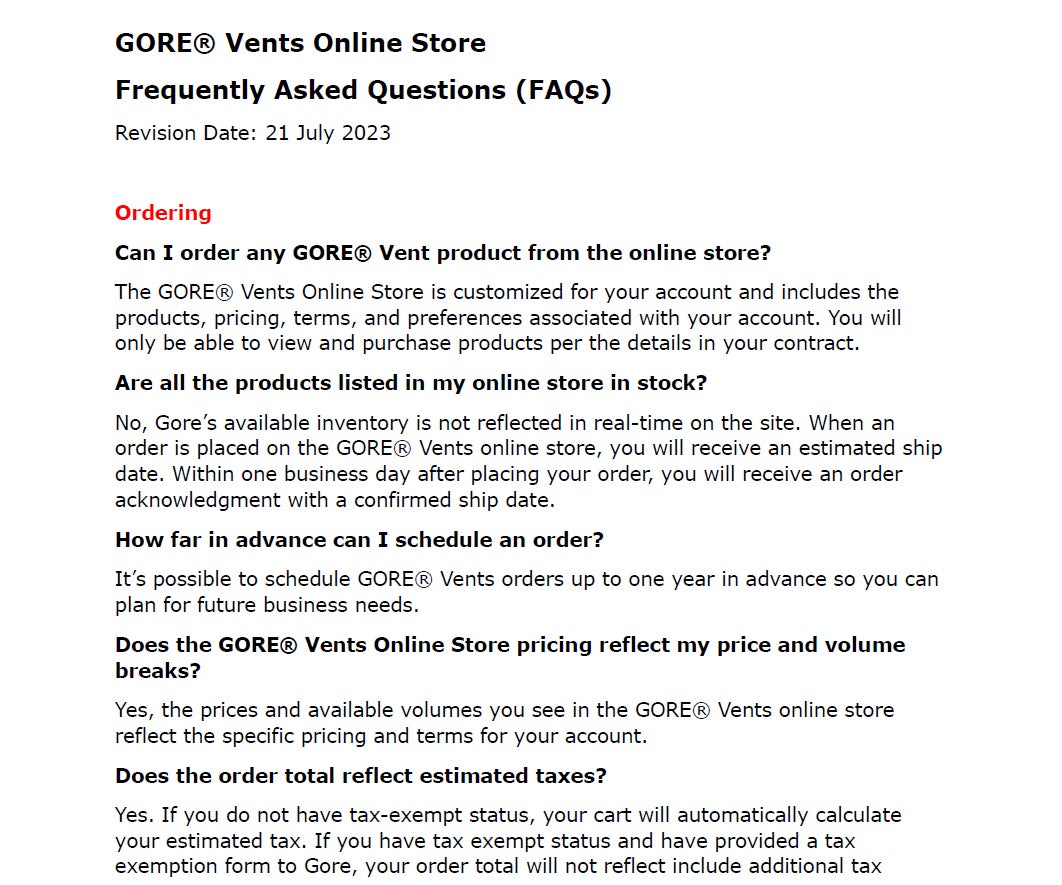 Venting Store FAQ Thumbnail