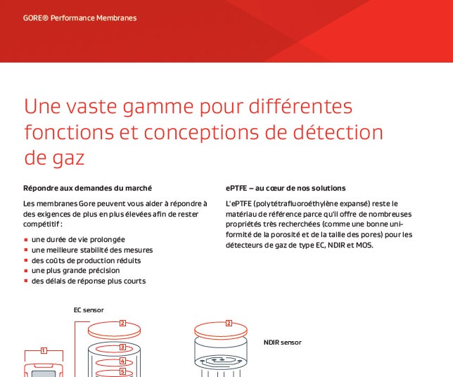 Informations produit pour les évents GORE® Protective Vents et les membranes GORE® Performance Membranes