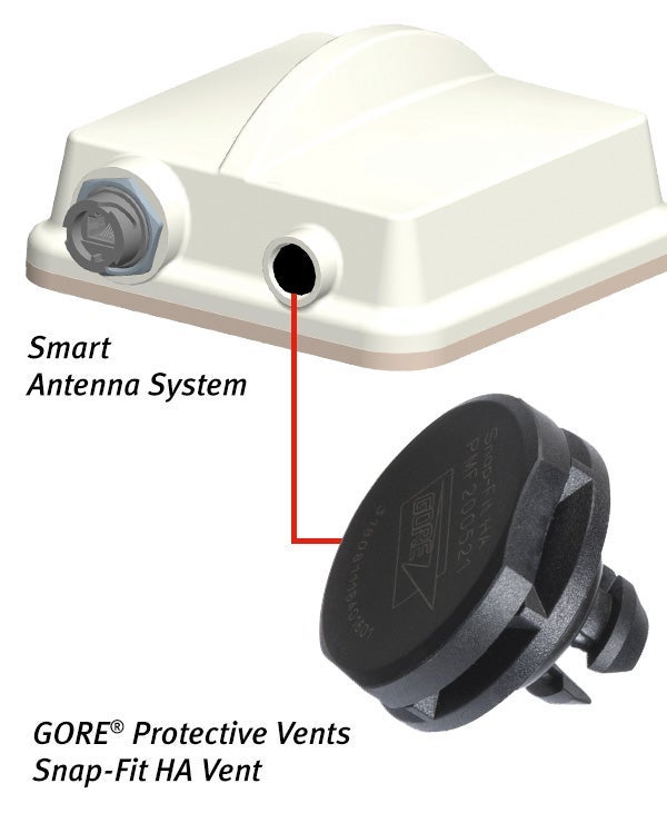 graphic showing placement of Gore vent in smart antenna system