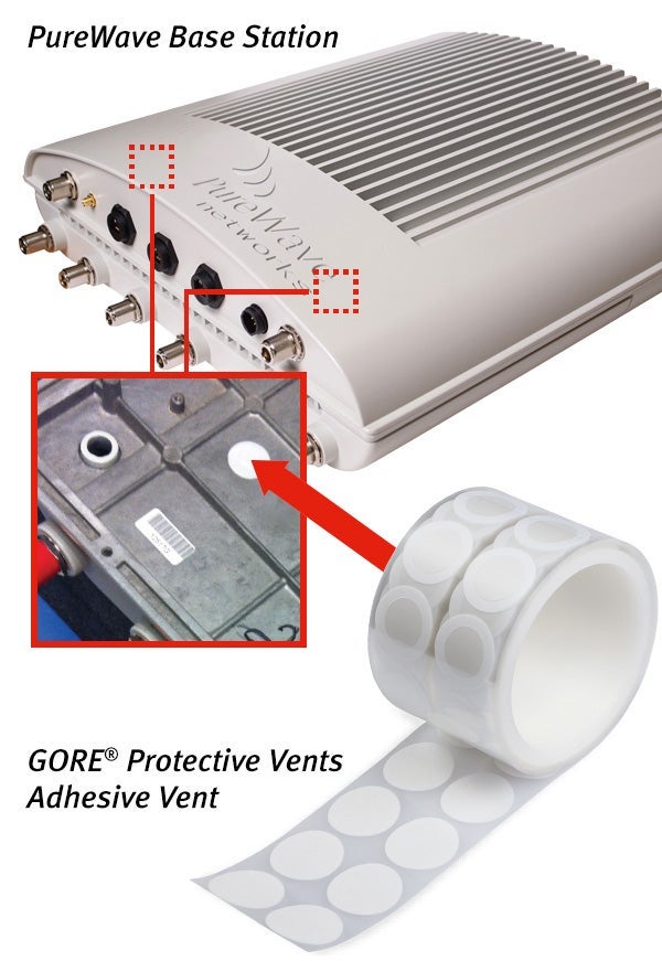 Image showing placement of Gore vent in PureWave base station