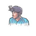 illustration of action camera mounted on helmet