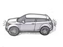 illustration of car with headlights and rear lights on