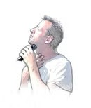 illustration of man using electric shaver