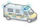illustration of ambulance with lights flashing