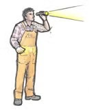 illustration of man holding flashlight