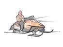 illustration of person on snowmobile