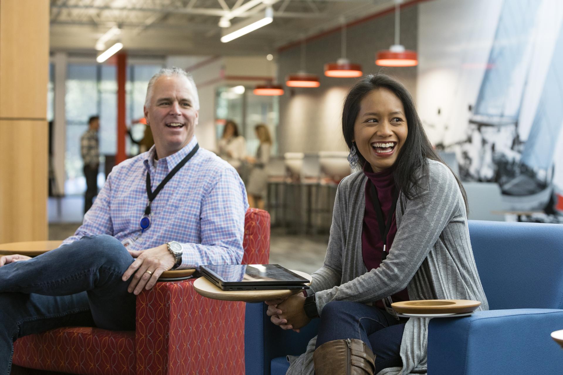 gore associates sitting and laughing