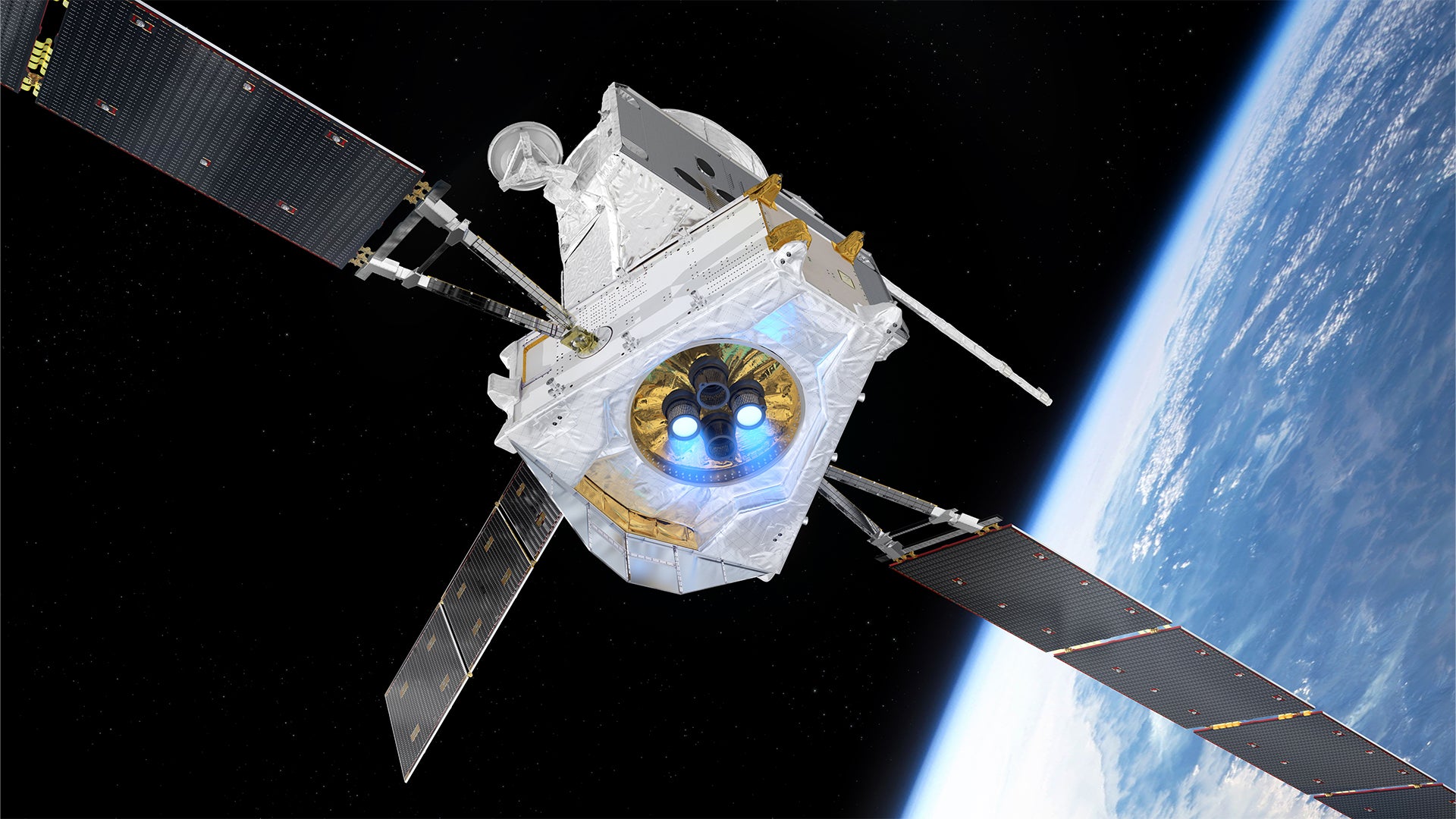 BepiColombo spacecraft over Earth