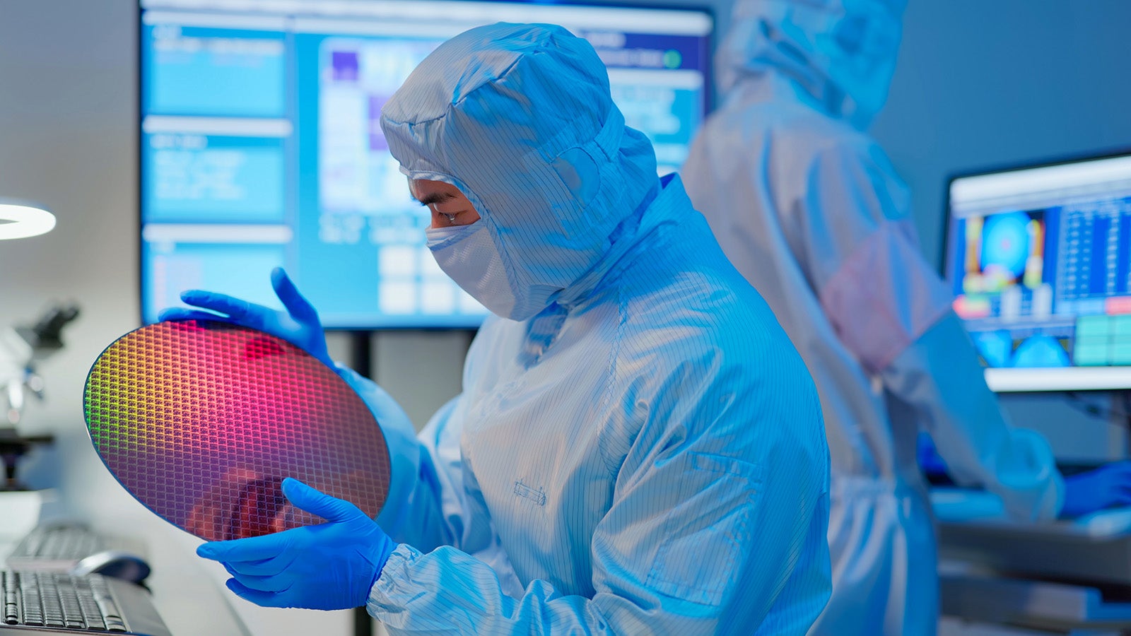technician with wafer