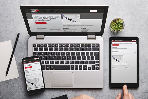 The updated GORE® Microwave/RF Assembly Builder makes it possible to design an assembly with ease, from anywhere and anytime, and from any device.