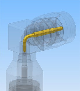 Gore's box right angle connector with internal swept pin