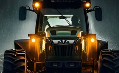 Heavy duty equipment at night