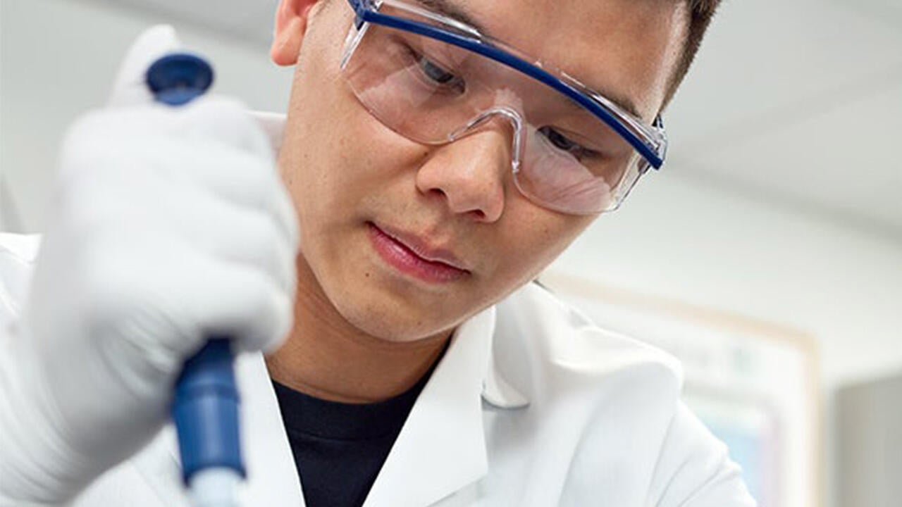 Man with pipette
