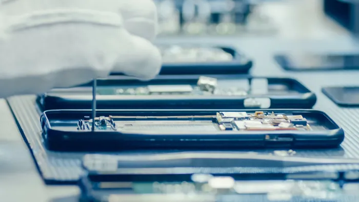 Image of technician working in a smartphone