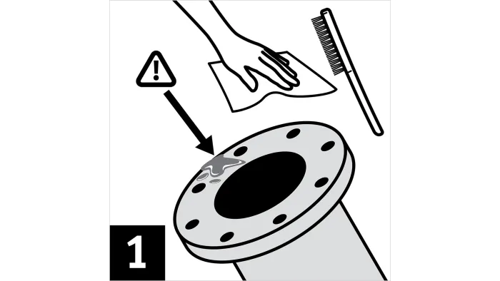 Ensure the sealing surfaces are clean, dry, and free of grease.