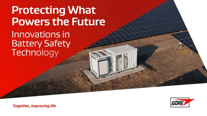 Aerial view of a battery enclosure. Text reads: Protecting what powers the future innovations in battery safety technology