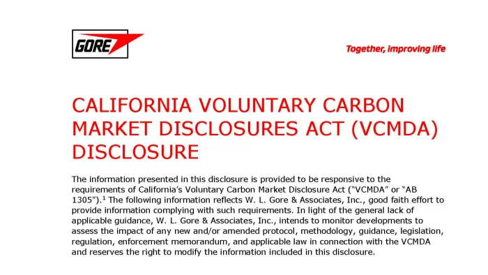 Portion of first page of CA VCMDA disclosure