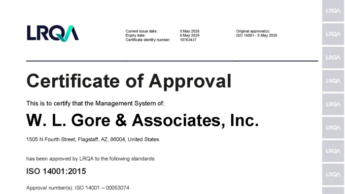 First page of !SO 14001 Certificate
