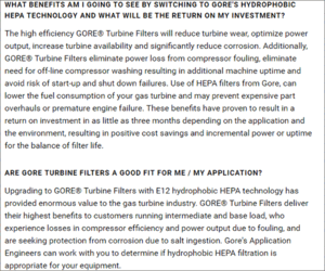FAQ for GORE Turbine Filters
