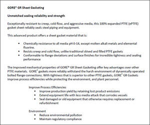 Positioning Statement for GR Sheet Gasketing