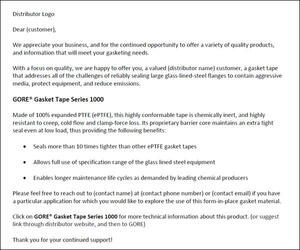 Sample Email for GORE Gasket Tape Series 1000