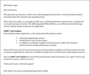 Sample Email for GORE Joint Sealant