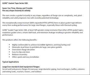 Positioning Statement for GORE Gasket Tape Series 500