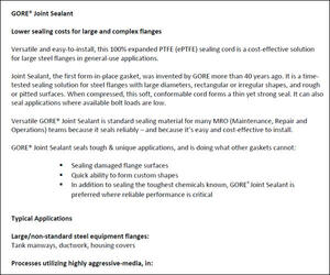 Positioning Statement for GORE Joint Sealant