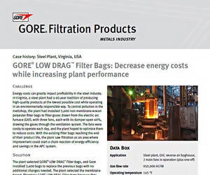 Partial image of case study LOW DRAG Filter Bags Steel Plant Virginia