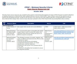 CTPAT Minimum Security Criteria Open Source Resource List
